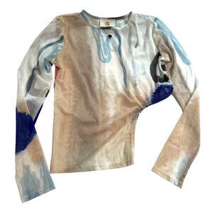 Jeu Illimite Mesh Asymmetrical Top in Watercolor